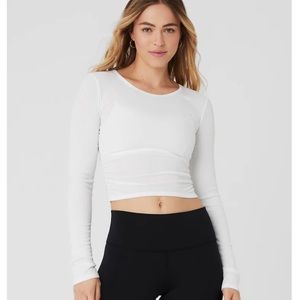 Alo Yoga Gather Long Sleeve Top- MAROON Size Small